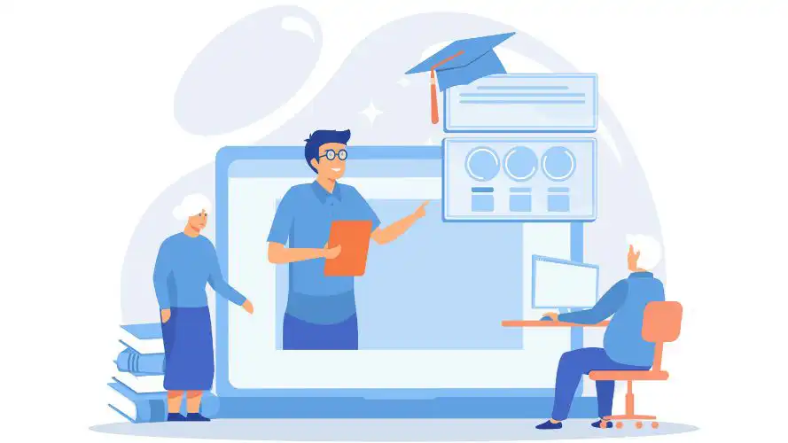 Graphic depicting online training